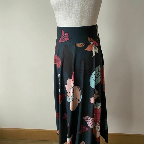 Anna Field Midi Skirt  Size 8 Petrol Blue Floral - Picture 3 of 5